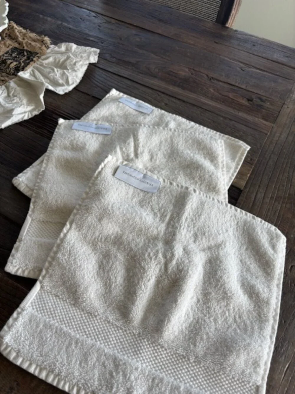 NEW (3) Restoration Hardware 100% Turkish Cotton white wash cloths - SALE!
